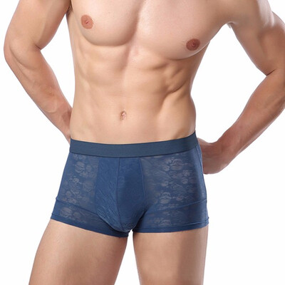 

Mens Bamboo Fiber Boxer Underwear Comfortable Breathable Sexy Perspective Mens Underwear