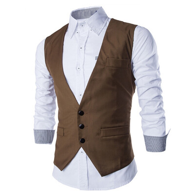 

Zogaa Men's Vest Korean Simple Single-breasted Slim