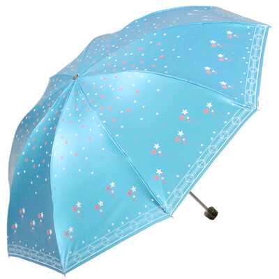 

Paradise umbrella to strengthen the strengthening of five-star sparkling black polyester color silk five-pointed three-fold sunny umbrella umbrella blue gray 33252E
