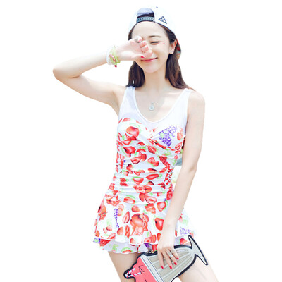 

Qiaohai (QIHAI) 6126-1 steel tray small chest gather swimsuit new piece skirt flat angle hot spring Korean version was thin shade swimwear female white M code