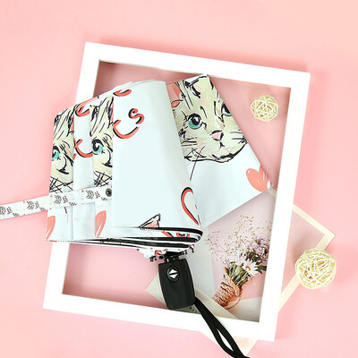 

Cmon love cat vinyl umbrella parasol sunscreen umbrella cute small black umbrella folding umbrella umbrella female UV protection automatic umbrella automatic white