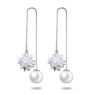 

Simulated Pearl Long Chain Drop Earrings For Women Vintage Fashion Jewelry Cubic Zirconia Dangle Earring WHEk67