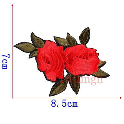 

1 Piece Big Flower Patches Iron on 3D Embroidered Sequined Patch Red Rose Applique Sew On DIY Patch Accessories Clothes Patches