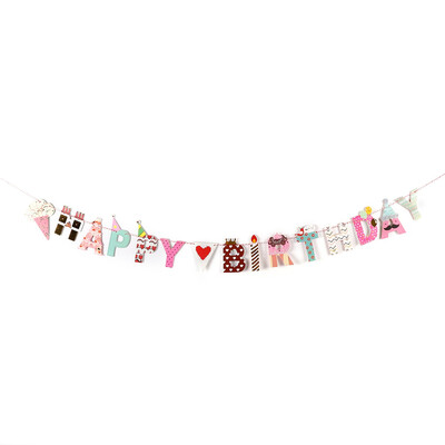 

Fun&Colorful Gold Foil Happy Birthday Banner Flags Party Decoration Supplies