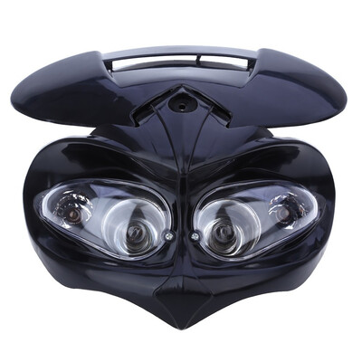 

DC 12V Universal Motorcycle Dual Fairing Headlight 18W High Low Inbuilt indicators with twin headlights&two side indicators