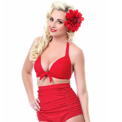 

Women'S Retro RoSe Polka Dot Bikini SwimSuit Sexy WaiSt
