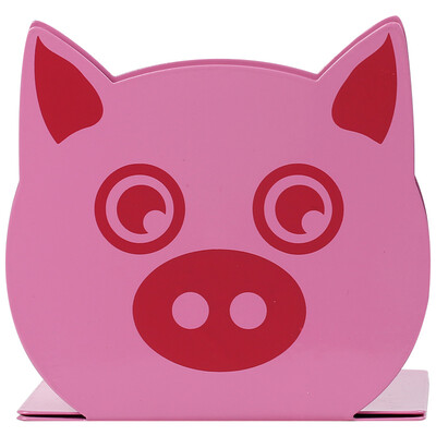 

TRUECOLOR creative cartoon metal iron book stand book block book holder student office supplies 2 pieces pay powder pig DT6553