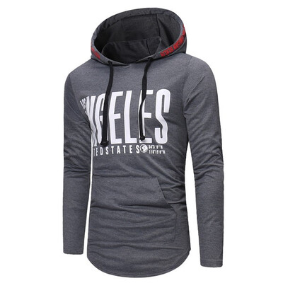 

Mens Fashion Cotton Letter Printing Pullover Long Sleeve Hooded Casual Slim T-Shirt
