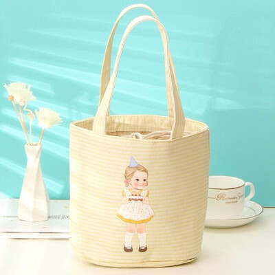 

Children Cotton Lunch Bag Portable Insulated bag Thermal Cooler Box Food Storage