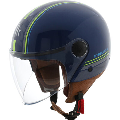 

MT HELMETS 201A motorcycle double lens retro portable half helmet men&women half-covered personality cool Harley helmet four seasons universal blue yellow street XL code
