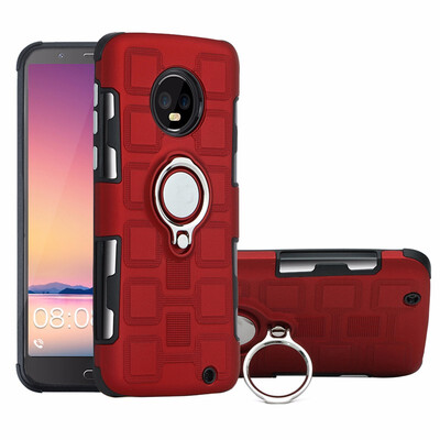 

SHS Phone Case For Motorola Moto G6G6 Plus European Luxury Armor Ring Bracket Silicon TPU Lattice texture Protection
