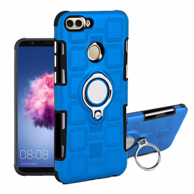 

SHS Phone Case For Huawei Honor Enjoy 7SP Smart Luxury Armor Ring Bracket Silicon TPU Lattice texture Protection