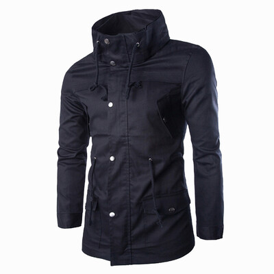 

Zogaa Pure Color Casual Double Collar Slim Mens Jacket