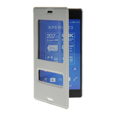 

MOONCASE View Window Leather Side Flip Pouch Stand Shell Back ЧЕХОЛ ДЛЯ Sony Xperia Z3 White