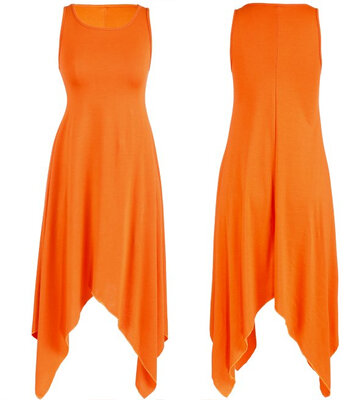 

Stylish Lady Womens Casual Hot Fashion Sleeveless O-neck Sexy Irregular Hem Midi Dress