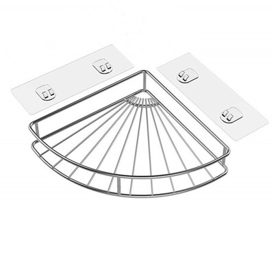 

UpperX Corner Shelf Bathroom Adhesive Shower Basket Wall Mounted Storage Organizer for Kitchen Toilet Stainless Steel -No Drilling
