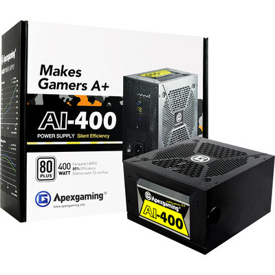 

Apex gaming AI-400 rated 400W white desktop power supply active PFC