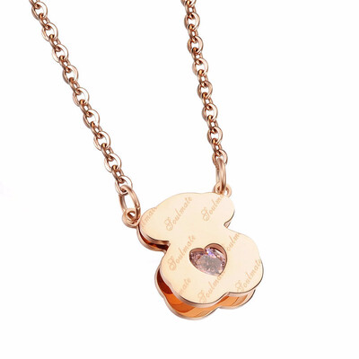

Yoursfs Fashion Titanium steel Necklace Rose gold Bear8 butterfly short style collarbone chain jewelry