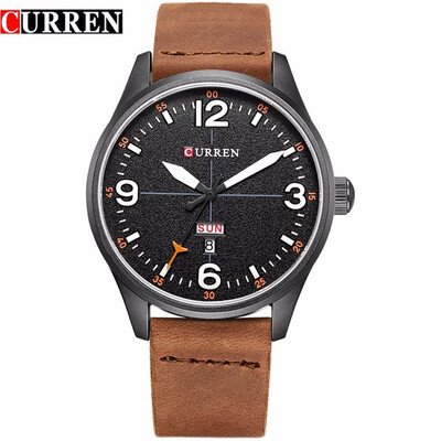 

NEW 2017 Curren Mens Sports Quartz Watches Mens Watches Top Brand Luxury Leather date week Wristwatches Relogio Masculino 8265