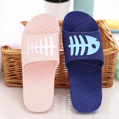 

Visitors FK Home Slippers Mens Summer New Thick-soled Cute Home Indoor Slip Bath Couples Slippers Fishbone Dark Blue 44-45