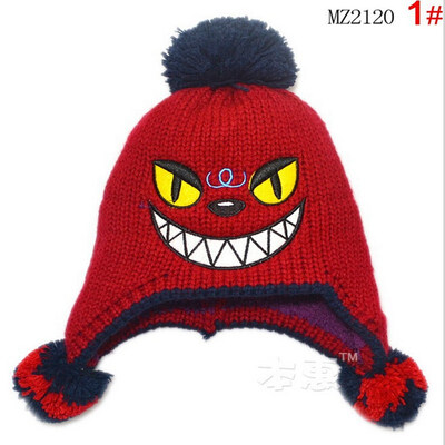 

Buebos Ninos Autumn & Winter Children's Hat Big Mouth Devil Cashmere Ear Protection Kids Girl Boy Knitted Beanie Hat