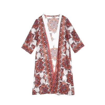 

Boho Womens Long Sleeve Lace Floral Kimono Cardigan Blouse Casual Jacket Tops