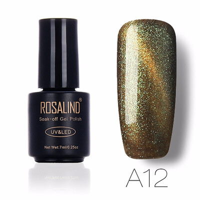 

ROSALIND Gel 1S Black Bottle 7ML Cat EyesChameleon Magnet A01-12 Gel Nail Polish Nail Art UV LED Soak-Off Bling Gel Lacquer
