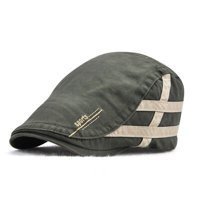 

Jamont Summer Cotton Striped Newsboy Hat British Gentleman Duckbill Visor Golf Peaked Caps Casual Boina Cap Men Flat Beret Hats