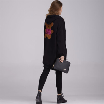 

Women Loose Harajuku Long Sleeves Hoodies Zippers Plus Size Bts Kpop Clothes
