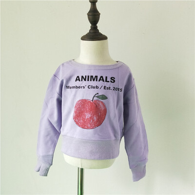 

Spring Autumn short sweatshirt red fruit letter print for kids children clothing