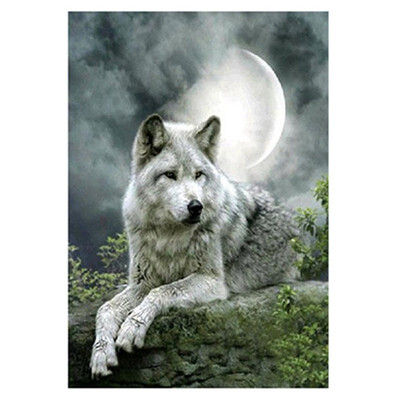 

UpperX DIY 5D Diamond Wolf Embroidery Painting Cross Stitch Kit Home DecorMoonlight Wolf