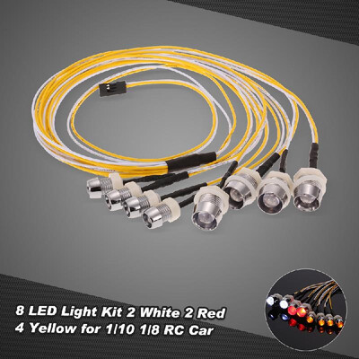 

8 LED Light Kit 2 White 2 Red 4 Yellow for 110 18 Traxxas HSP Redcat RC4WD