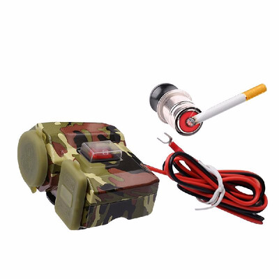 

Waterproof USB Charging Socket Motorcycle Handlebar Clamp Power Adapter USB Charging System with Cigarette Butt