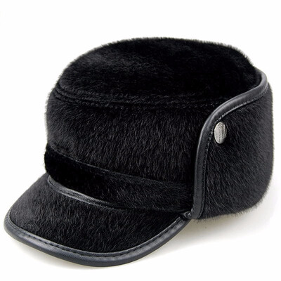 

New Arrival Leather Baseball Cap for Men Winter Wear Hat for Male Earmuffs Hat with Ear Flap Russian Cap New Year Gift B-7221