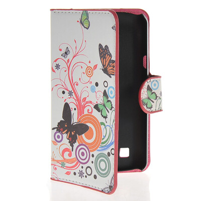 

MOONCASE Butterfly style Leather Side Flip Wallet Card Slot Stand Pouch чехол для LG L50