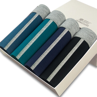 

Hong Kong Shaw men&39s underwear flat pants bamboo fiber waist breathable sweat sweater 4 gift box