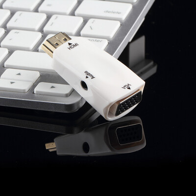 

HDMI Male To VGA Female Converter Box Adapter With Audio Cable For PC HDTV