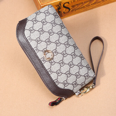 

2018 Wristband Leather Purse Lady Wallets Print Hand Bag Cow Leather Zero Wallet Multi-clip Wallet