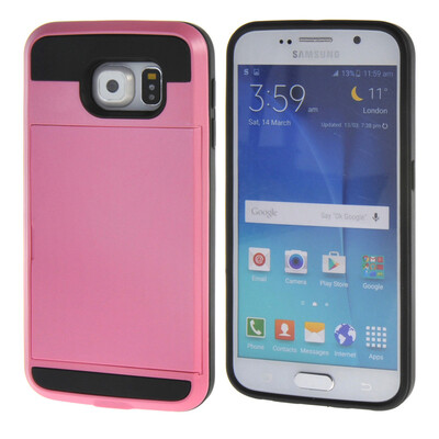 

MOONCASE ЧЕХОЛ ДЛЯ Samsung Galaxy S6 Soft Silicone Gel TPU Skin With Card Holder Protective Pink