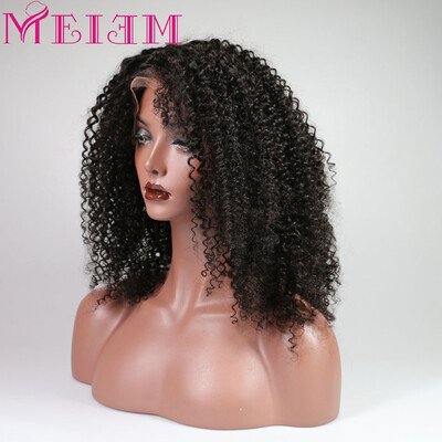 

MEIEM Lace Front Human Hair Wigs For Women Kinky Curly Natural Black Brazilian Remy Hair Lace Wigs With Baby Hair Pre Plucked