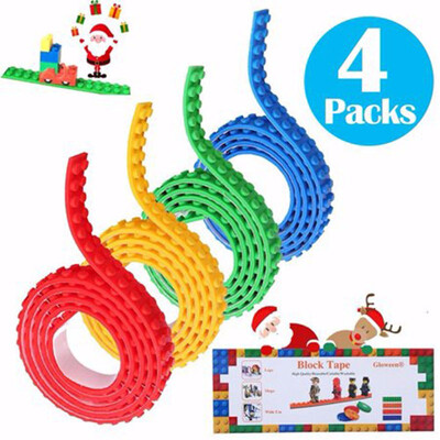 

Block Tapes for Toys Building Block Tape Non-Toxic Food Grade Silicone Toys for Kids Adults Reusable Multi Colour -2 Studs 4Packs