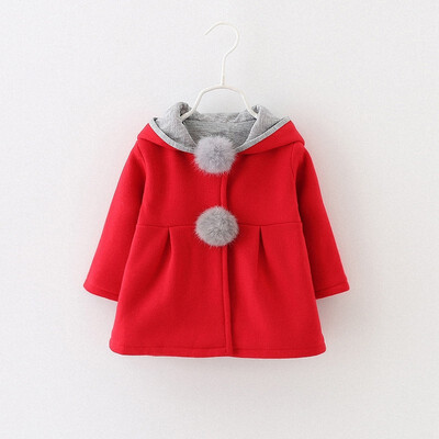 

Cute Rabbit Ear Hooded Girls Coat New Spring Top Autumn Winter Warm Kids Jacket Outerwear Children Clothing Baby Tops Girl Coats