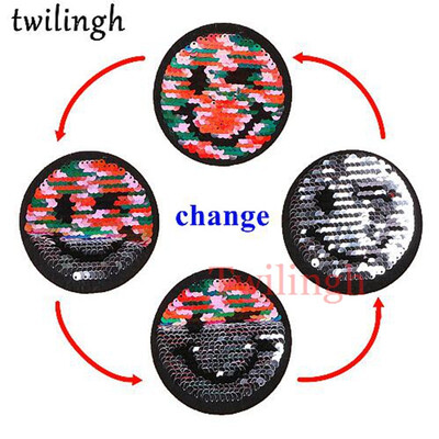 

twilingh 1pc Reversible Change Color Sequins Patches DIY Appliques