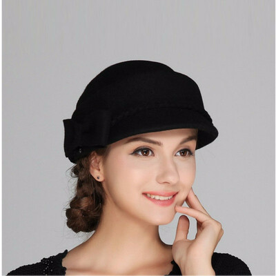 

New Arrival Woman Autumn Winter Hat Lady Fashion Woolen Felt Hat Girls Elegant Fashion Beret Cap British Leisure Cap B-7582