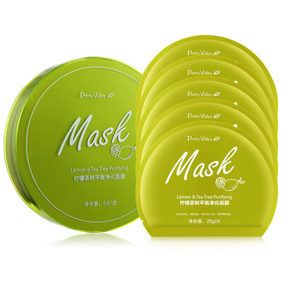 

Pretty Valley Lemon Tea Tree Balanced Whitening Mask / 5pcs (Essential Oil Mask Balanced Water Oil Shrinks Pores for Free