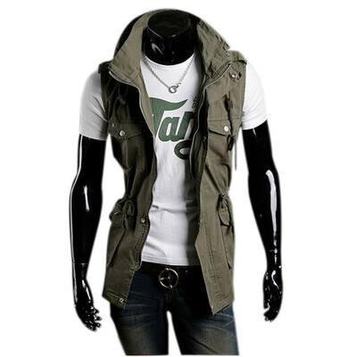 

Zogaa New Men's Jacket Sleeveless Slim Double Collar Casual