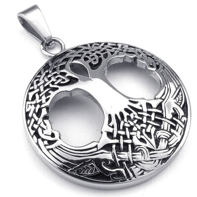 

Hpolw Mens&Womens Stainless Steel Casting Silver Hollow out Celtic Tree of Life Pendants jewellery Necklace,18-26 inch Chain