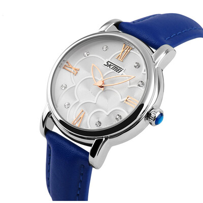 

SKMEI 9095 Women Fashion Casual Waterproof Leather Strap Roses Camellia Watches