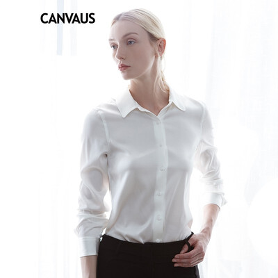 

CANVAUS Spring Autumn New Womens Clothing Tops White Silk Blouse Slim Casual OL Long Sleeve Blusas Shirt