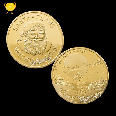 

Santa Claus Send Blessing Commemorative Coin Merry Christmas Gold Plated Coin Exquisite Holiday Party Gift Coin Collectibles